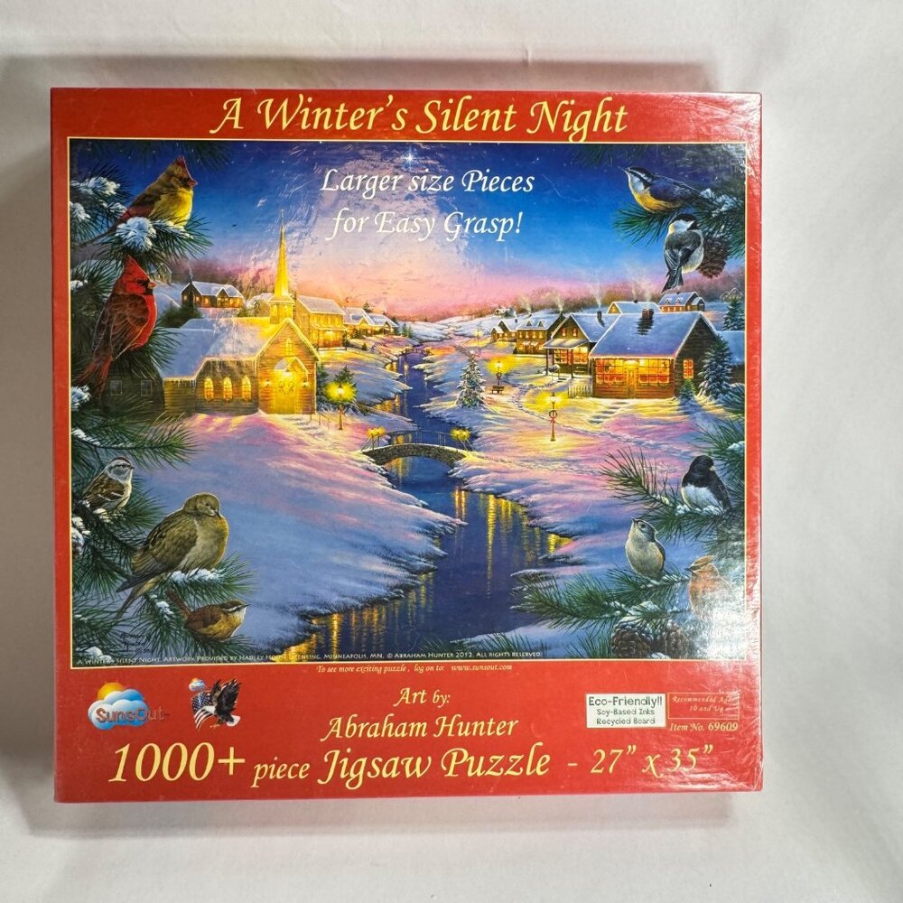 A Winters Silent Night 1000+ Piece Jigsaw Puzzle By Abraham Hunter 27" x 35" Sun